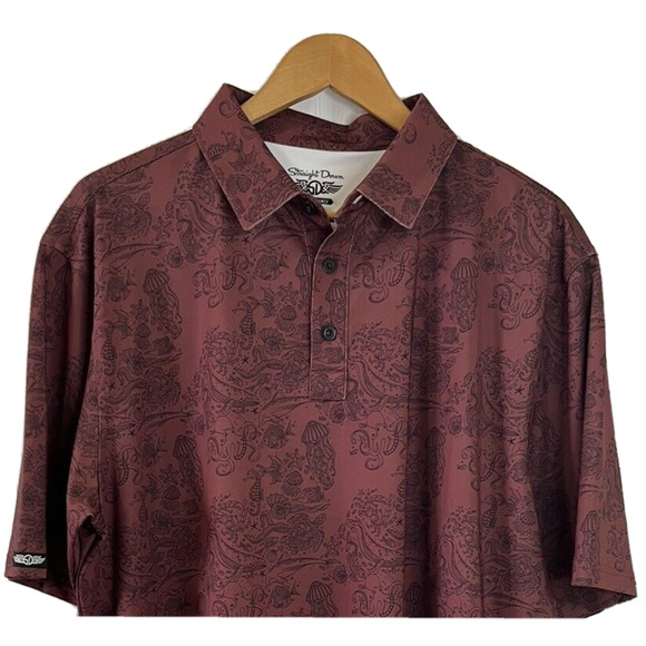 Straight Down Performance Polo Men's Size‎ XL Sea Creatures Turtle Octopus Jelly - Picture 2 of 5